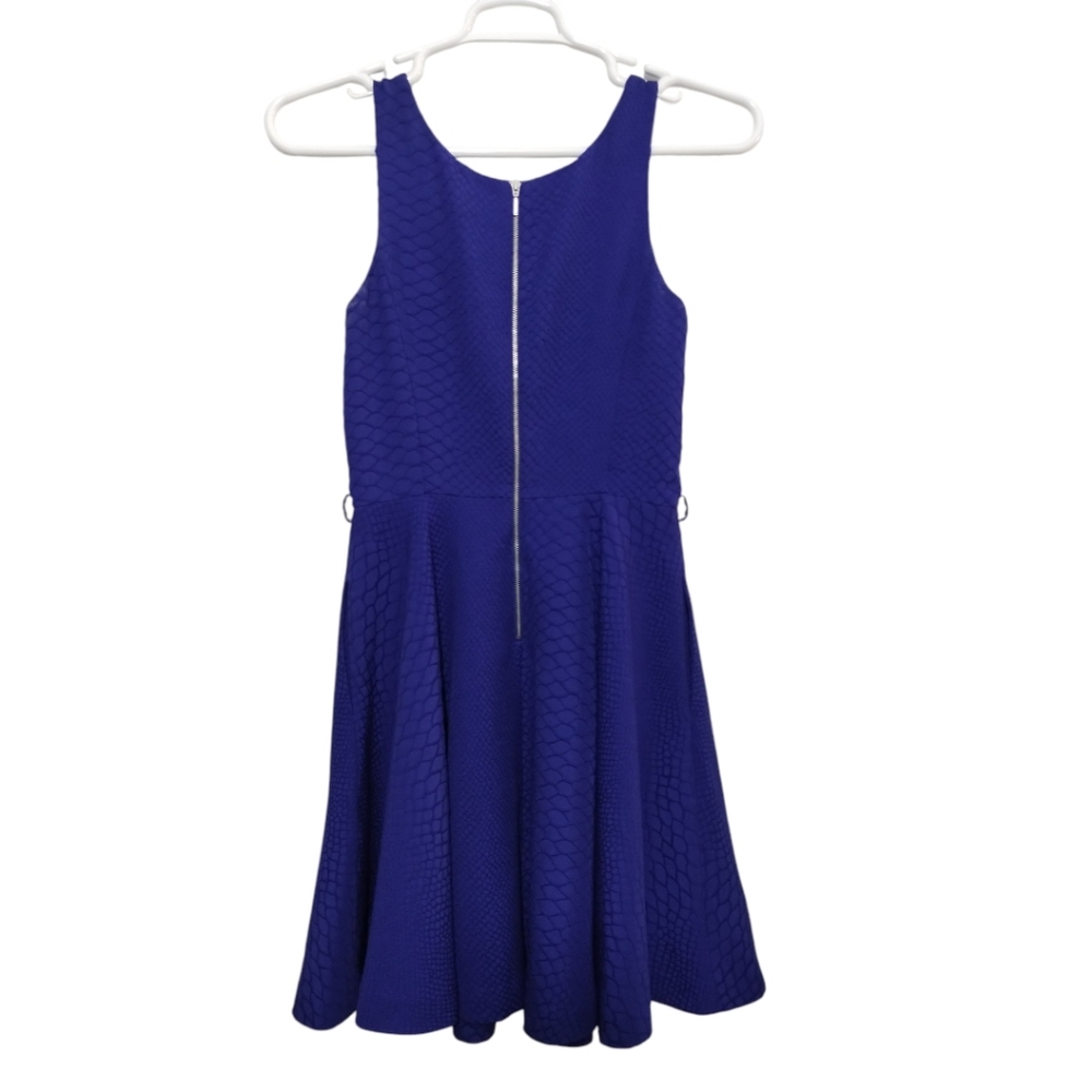 Armani Exchange Square Neckline Textured Skater Dress Women's 8 Belted - Picture 2 of 4